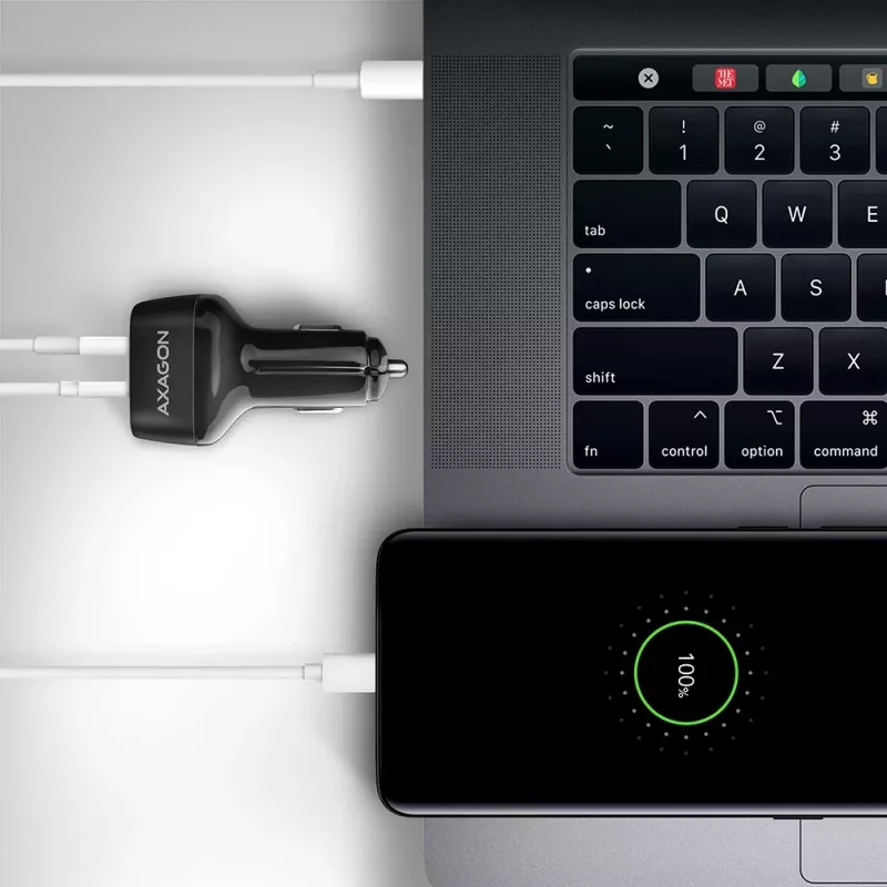 Automobilinis įkroviklis AXAGON PWC-PQ38 38W 2x USB-A+C
