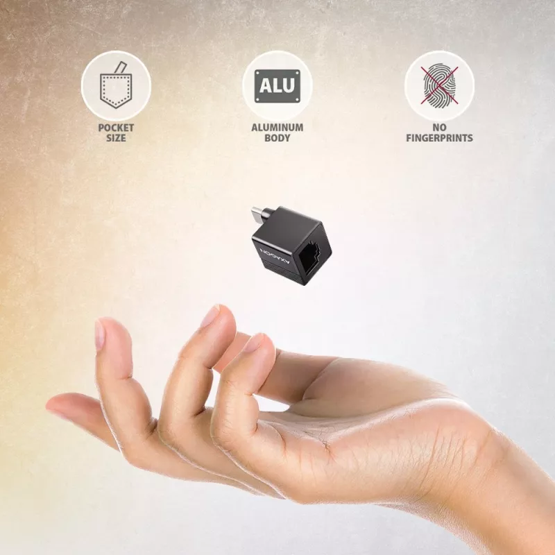 AXAGON ADE-MINIC USB-C 3.2 Gen 1 Gigabit Ethernet mini adapteris, juodas