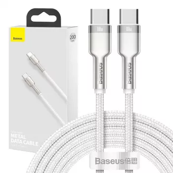 Laidas USB-C į USB-C Baseus Cafule, 100W, 2m (baltas)