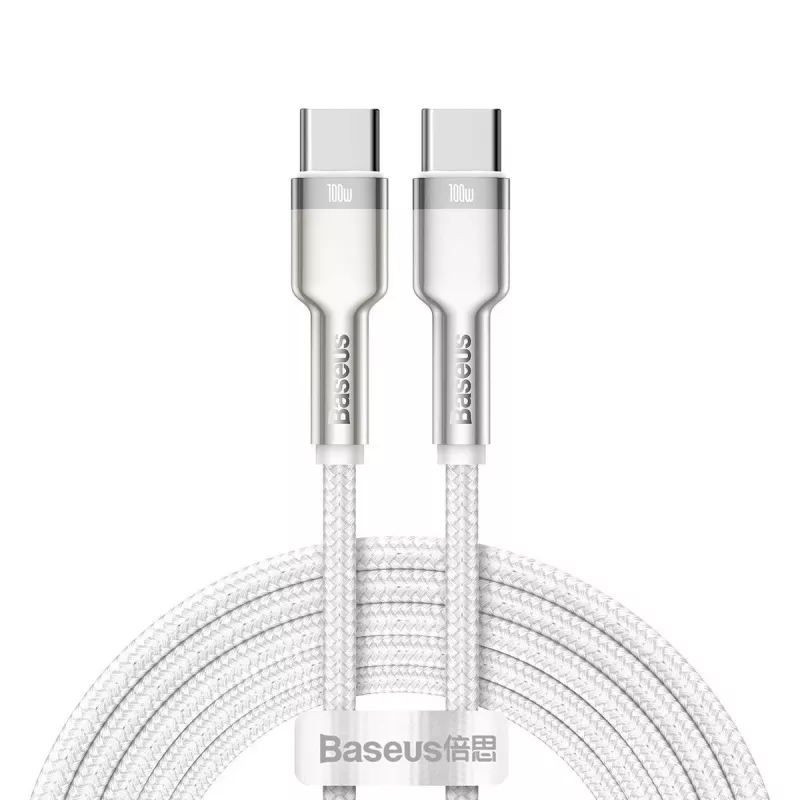 Laidas USB-C į USB-C Baseus Cafule, 100W, 2m (baltas)
