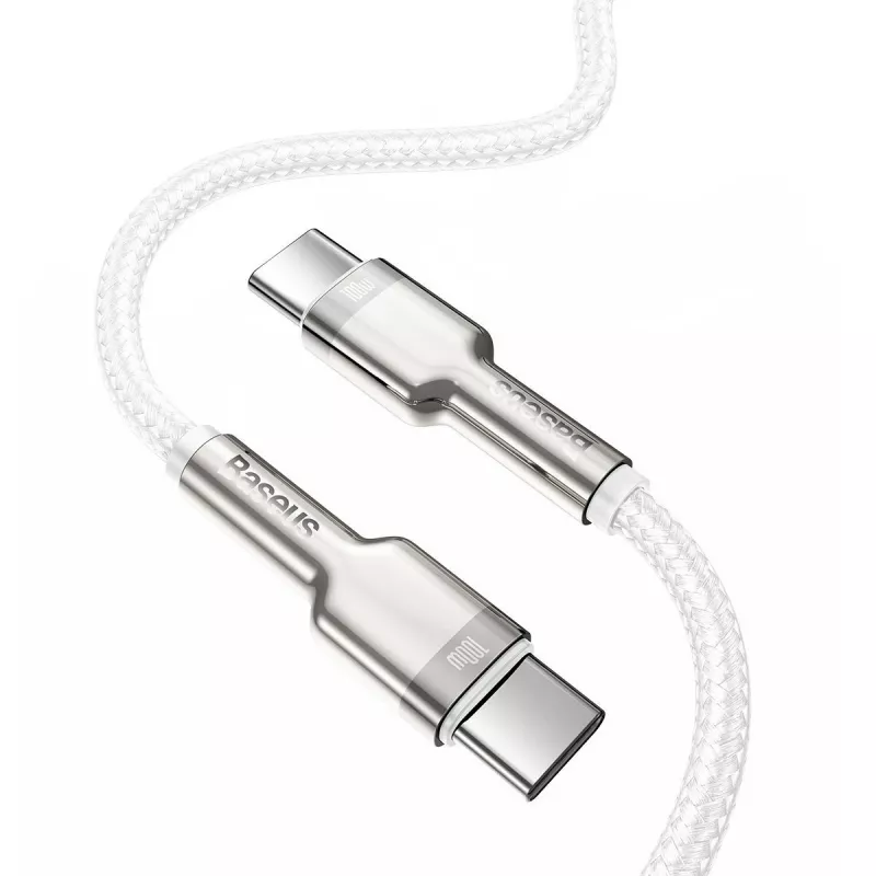 Laidas USB-C į USB-C Baseus Cafule, 100W, 2m (baltas)