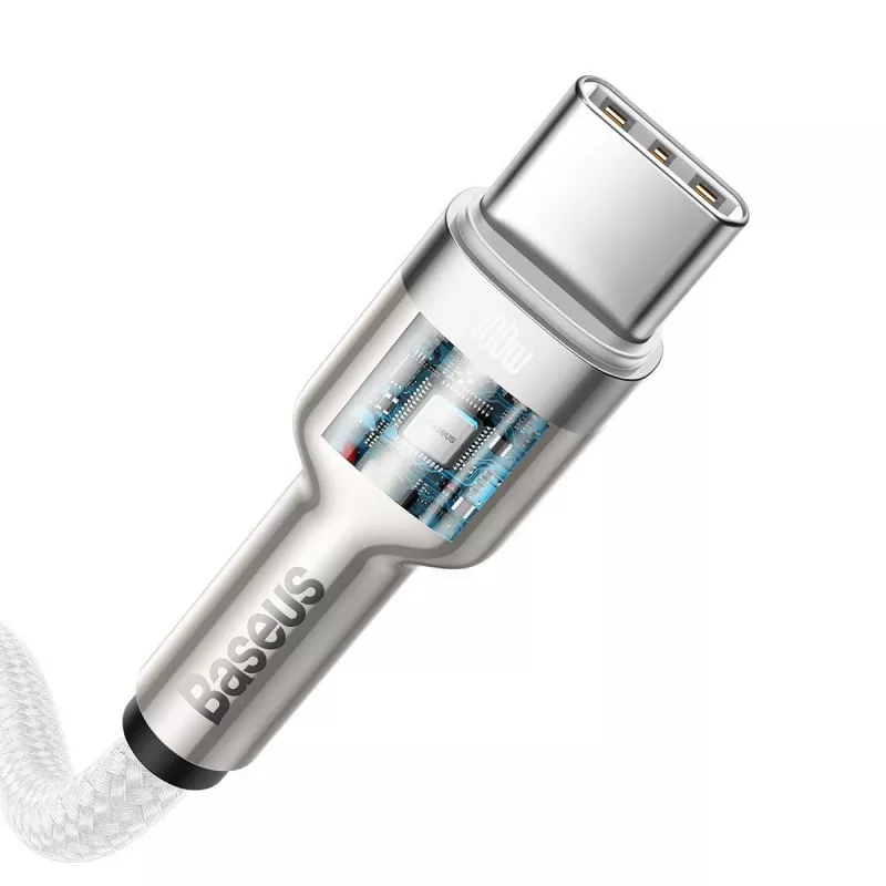 Laidas USB-C į USB-C Baseus Cafule, 100W, 2m (baltas)