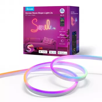 Neon juostelė LED balta 4 metrai juoda