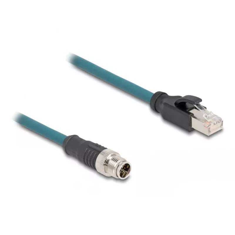 DeLOCK 60077 Laido adapteris M12 RJ-45 juodas - turkio spalvos (60077)