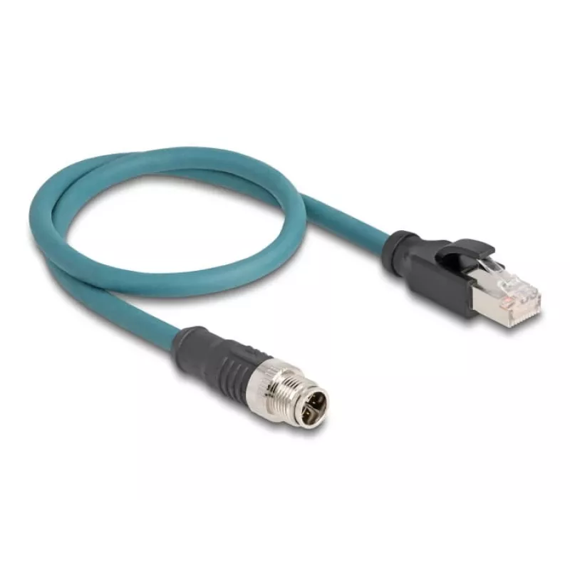 DeLOCK 60077 Laido adapteris M12 RJ-45 juodas - turkio spalvos (60077)