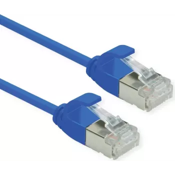ROLINE Green - Patch laidas - RJ-45 (kištukas) į RJ-45 (kištukas) - 15 cm - 3,6 mm - U/FTP - CAT 6a - be halogenų, su formuotais gaubtais, su apsauga nuo užkabinimo, vytas - mėlynas, Pantone 647C (21.44.3340)