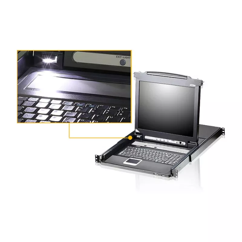 ATEN CL5708MW 43 cm LCD KVM jungiklis, USB/PS-2, VGA, 8 prievadų, JK išdėstymas