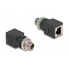 Delock M12 adapteris X-coded 8 kontaktų kištukas į RJ45 lizdą tiesus
