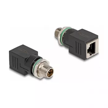 Delock M12 adapteris X-coded 8 kontaktų kištukas į RJ45 lizdą tiesus