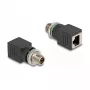 Delock M12 adapteris X-coded 8 kontaktų kištukas į RJ45 lizdą tiesus