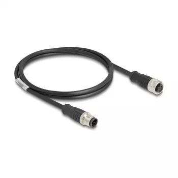 Delock M12 laidas D-koduotas 4 kištukas į lizdą PVC 1 m