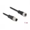Delock M12 laidas D-koduotas 4 kištukas į lizdą PVC 1 m