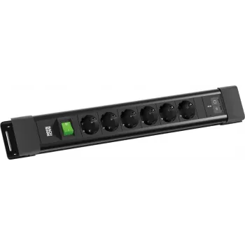 BACHMANN CONNECTUS 6x kištukinis lizdas CEE7/3, 1x jungiklis, 1x USB-C/C 45W, laidas 2,0 m, CEE7/7, juoda (BM0022772)