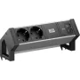 BACHMANN DESK2 ALU BLACK 2xCEE7/3, 1xUSB C/C 65W L=0,2m (BM0022046)