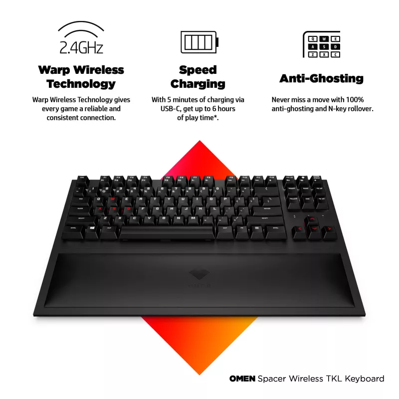 Belaidė mechaninė klaviatūra HP OMEN Spacer TKL, juoda