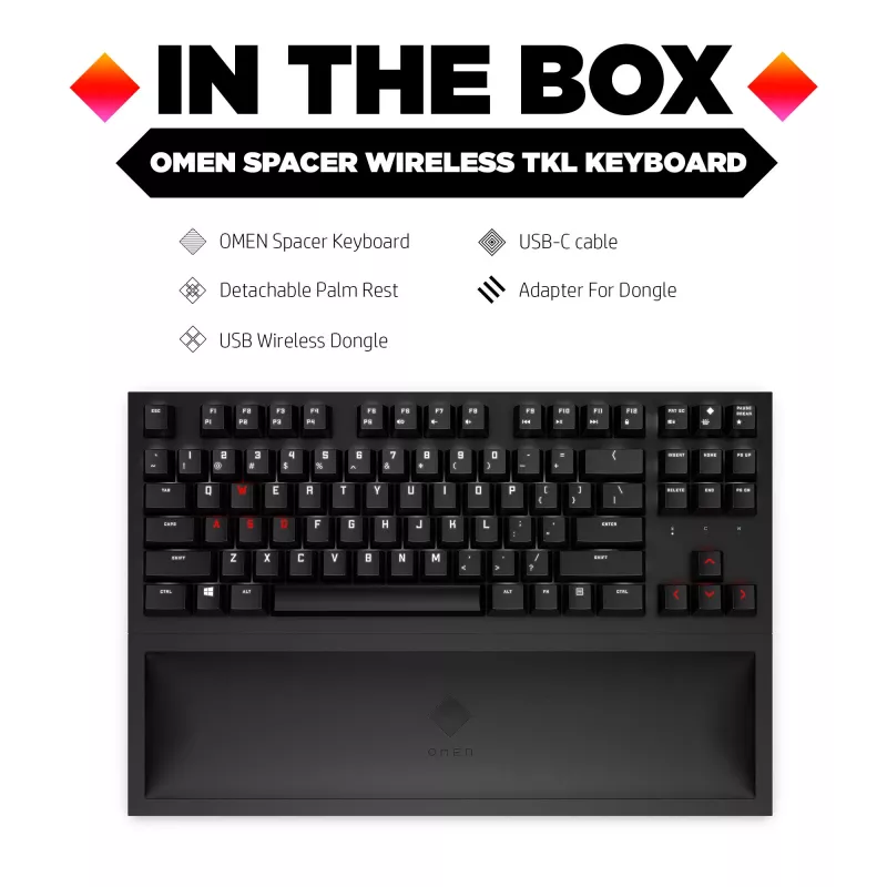 Belaidė mechaninė klaviatūra HP OMEN Spacer TKL, juoda
