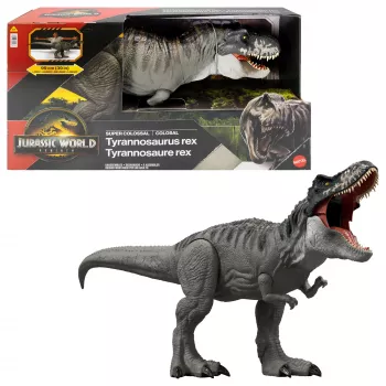 Jurassic World Rebirth Super Colossal Tyrannosaurus Rex veiksmo figūrėlė, T-Rex dinozaurų filmo žaislas