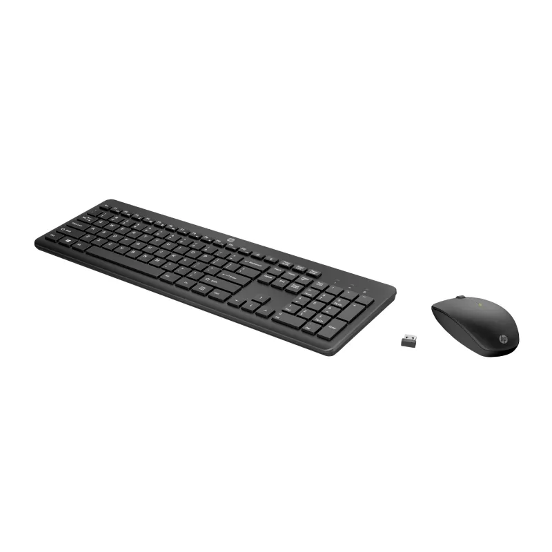 HP 230 belaidis pelės ir klaviatūros rinkinys, pilno dydžio, belaidis, RF, membraninis, juodas, su pele