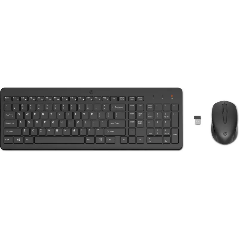 HP 330 Belaidžio ryšio pelės ir klaviatūros rinkinys, pilno dydžio, RF radijo dažnis, juoda, su pele