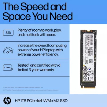 HP 1TB PCIe 4x4 NVMe kietojo kūno diskas, 1 TB, M.2