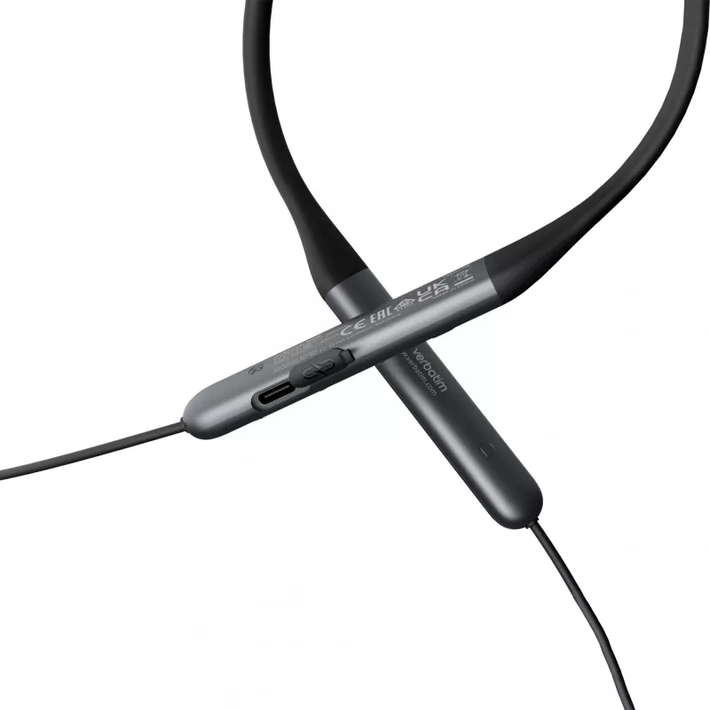Verbatim TruSound ANC Neckband Earbuds juodos, belaidės, 20-20000 Hz, Muzika/Kasdieninės, 46,5 g, Ausinės, Juodos