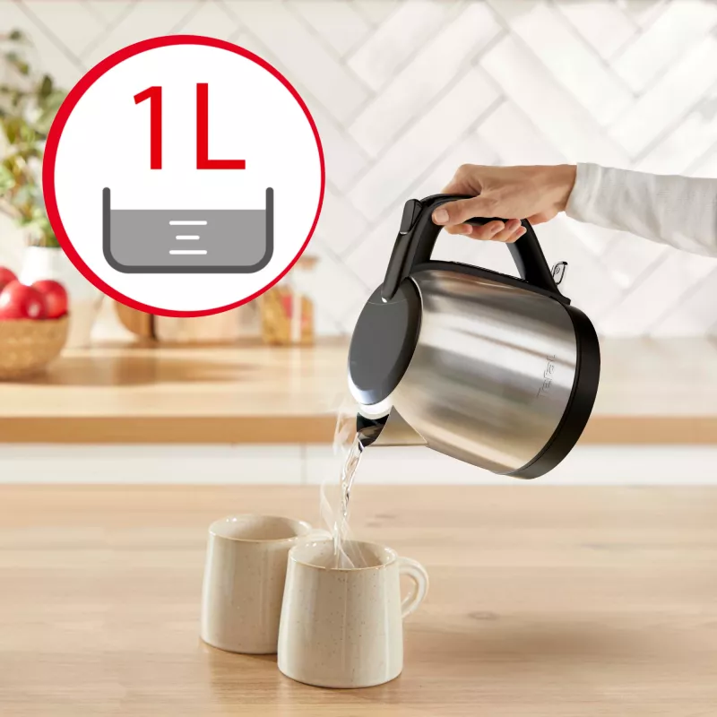 Tefal Subito Mini KO5S2DE0 elektrinis virdulys 1 L 2400 W Juodas, Nerūdijantis plienas