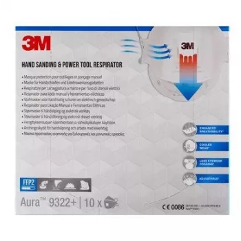 3M 9322PRO10 dulkių kaukė 10 vnt. FFP2