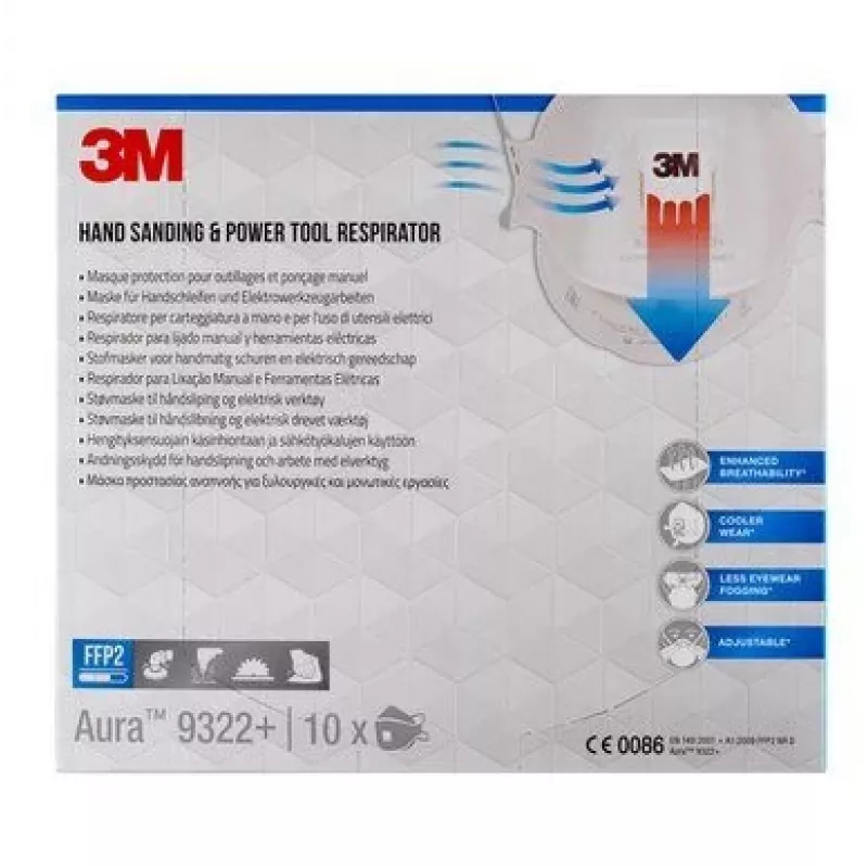 3M 9322PRO10 dulkių kaukė 10 vnt. FFP2