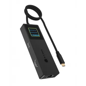 ICY BOX Spade Dock 4038, 7-in-1 DockingStation su LCD ekranu ir 100 W PD įkrovimu