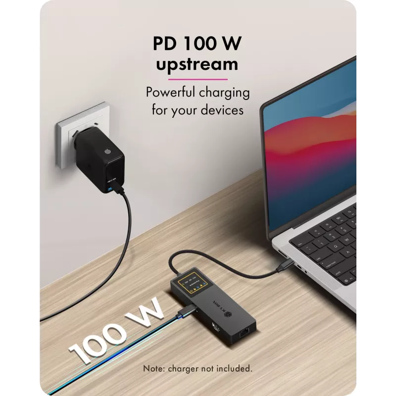 ICY BOX Spade Dock 4038, 7-in-1 DockingStation su LCD ekranu ir 100 W PD įkrovimu