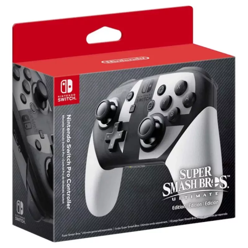Nintendo Switch Pro valdiklis Super Smash Bros. Ultimate leidimas, juoda, pilka, balta, belaidis Bluetooth žaidimų pultas, analoginis / skaitmeninis, Nintendo Switch