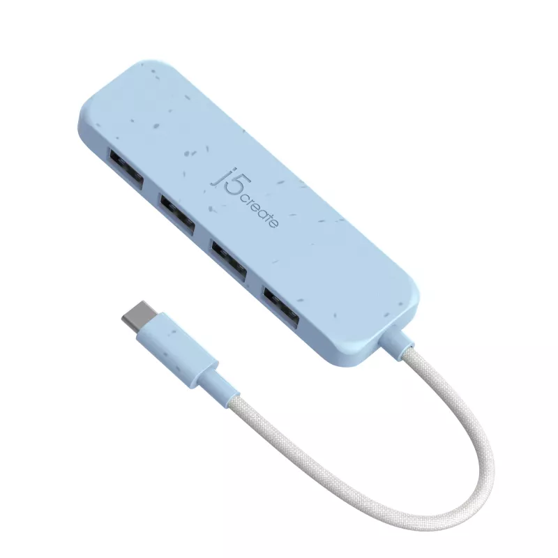 j5create JCH341EC Ekologiškas USB-C į 4 prievadų Type-A Gen 2 skirstytuvas