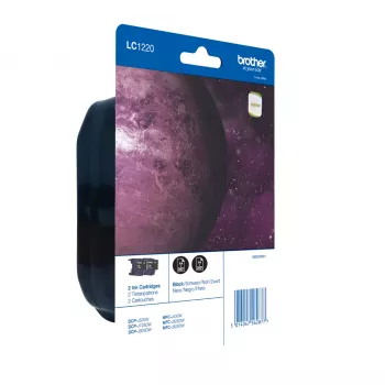 Brother LC1220BKBP2DR kasetė su rašalu 2 vnt. Originali juoda