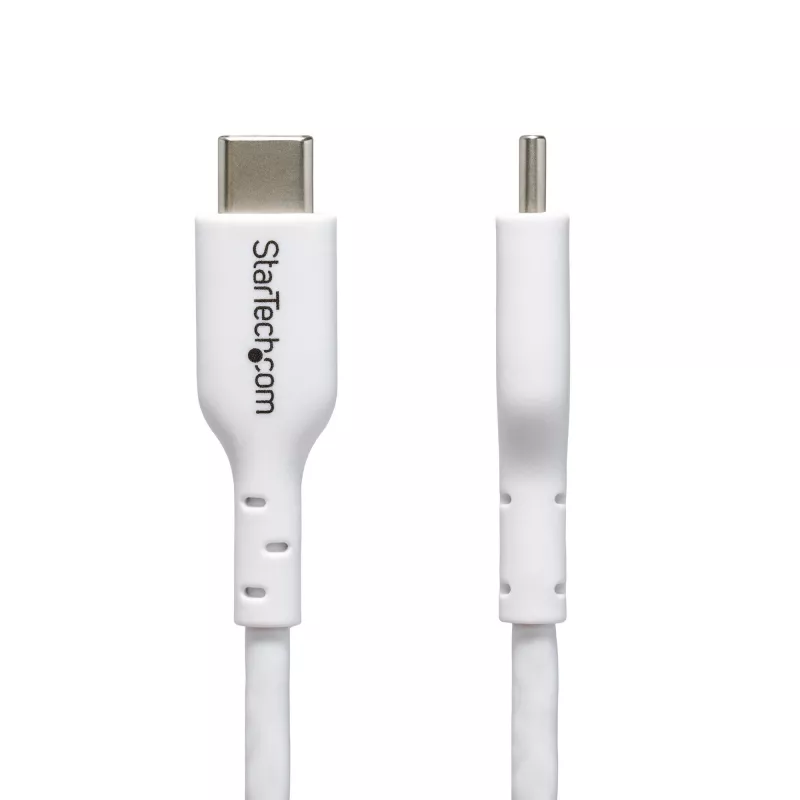 StarTech.com 1m (3,3 pėdų) baltas USB-C įkrovimo laidas 2 vnt. rinkinys, USB-C laidas, USB 2.0 Type-C nešiojamojo kompiuterio įkroviklio laidas, 60W 3A galios tiekimas, TPE apvalkalas, USB-C duomenų perdavimo laidas, M/M