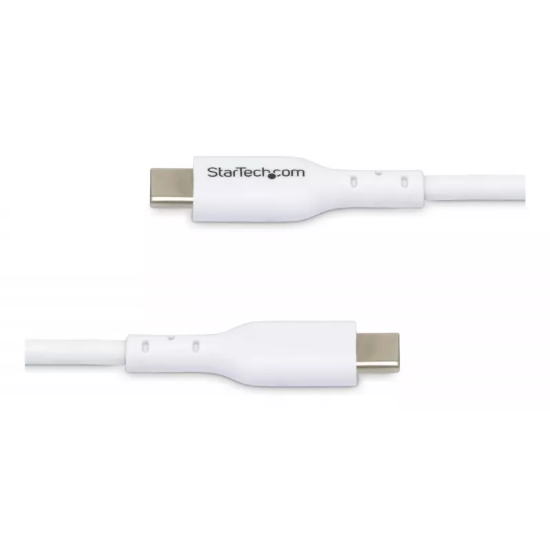 StarTech.com 1m (3,3 pėdų) baltas USB-C įkrovimo laidas 2 vnt. rinkinys, USB-C laidas, USB 2.0 Type-C nešiojamojo kompiuterio įkroviklio laidas, 60W 3A galios tiekimas, TPE apvalkalas, USB-C duomenų perdavimo laidas, M/M