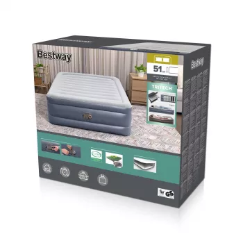 Bestway Tritech pripučiamas čiužinys Queen su įmontuotu siurbliu ir antimikrobine danga 2,03 m x 1,52 m x 51 cm