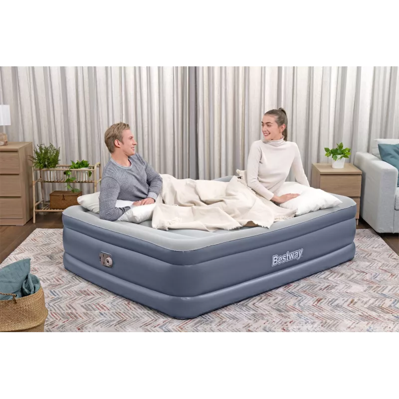 Bestway Tritech pripučiamas čiužinys Queen su įmontuotu siurbliu ir antimikrobine danga 2,03 m x 1,52 m x 51 cm