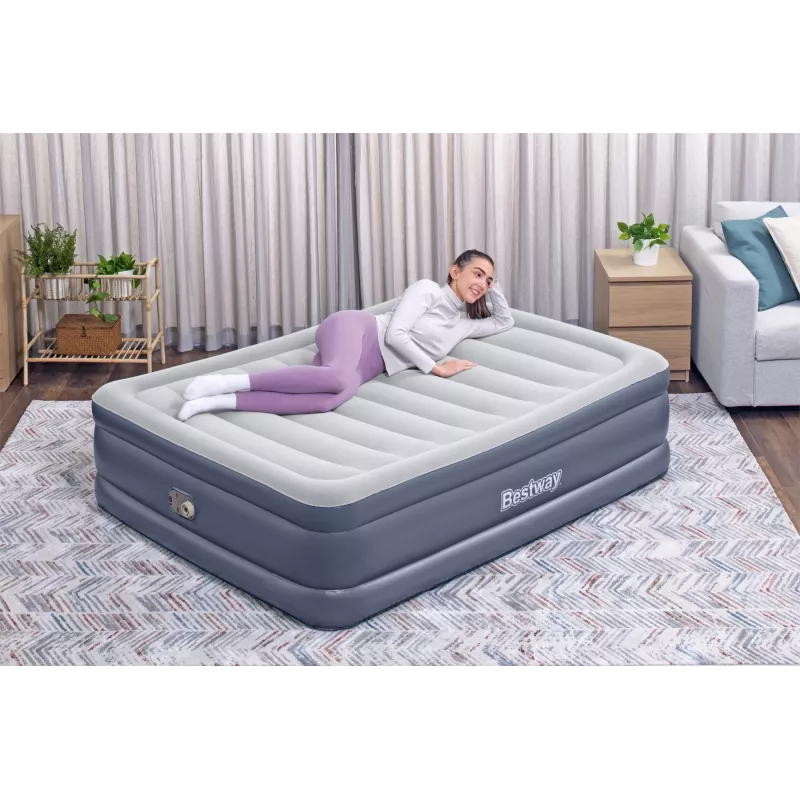 Bestway Tritech pripučiamas čiužinys Queen su įmontuotu siurbliu ir antimikrobine danga 2,03 m x 1,52 m x 51 cm