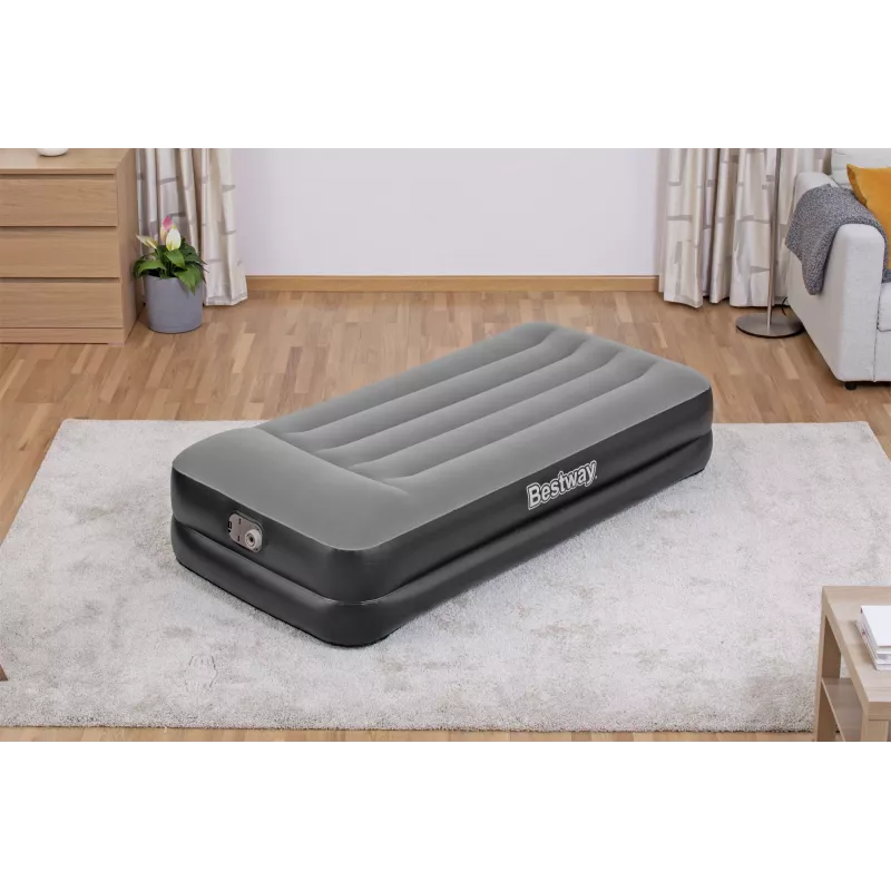 Bestway Tritech pripučiamas čiužinys Twin su įmontuotu siurbliu ir antimikrobine danga 1,91 m x 97 cm x 46 cm