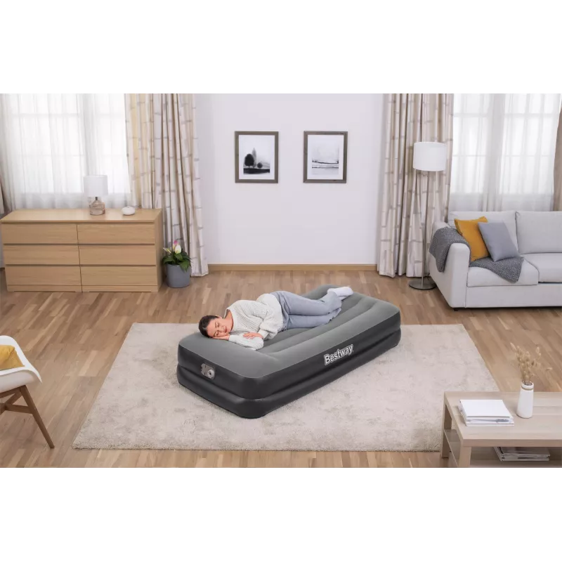 Bestway Tritech pripučiamas čiužinys Twin su įmontuotu siurbliu ir antimikrobine danga 1,91 m x 97 cm x 46 cm
