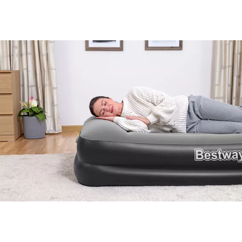 Bestway Tritech pripučiamas čiužinys Twin su įmontuotu siurbliu ir antimikrobine danga 1,91 m x 97 cm x 46 cm
