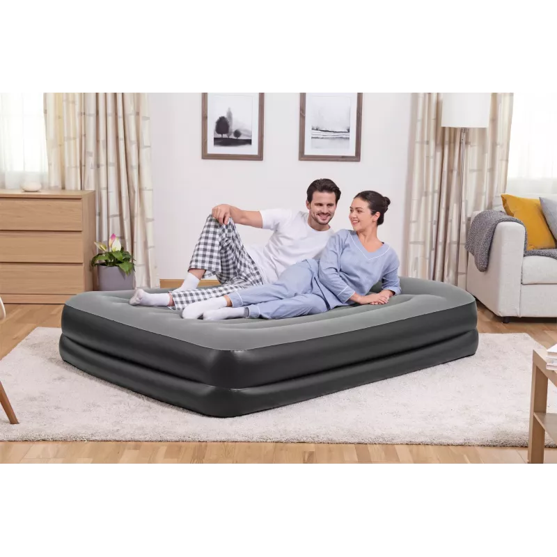 Pripučiamas čiužinys Bestway Tritech Queen su įmontuotu siurbliu ir antimikrobine danga 2,03 m x 1,52 m x 46 cm