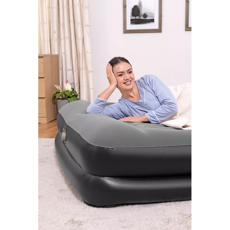 Pripučiamas čiužinys Bestway Tritech Queen su įmontuotu siurbliu ir antimikrobine danga 2,03 m x 1,52 m x 46 cm
