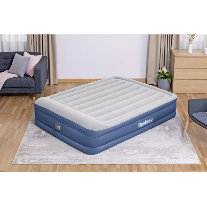 Bestway Tritech pripučiamas čiužinys Queen su įmontuotu siurbliu ir antimikrobine danga 2,03 m x 1,52 m x 46 cm