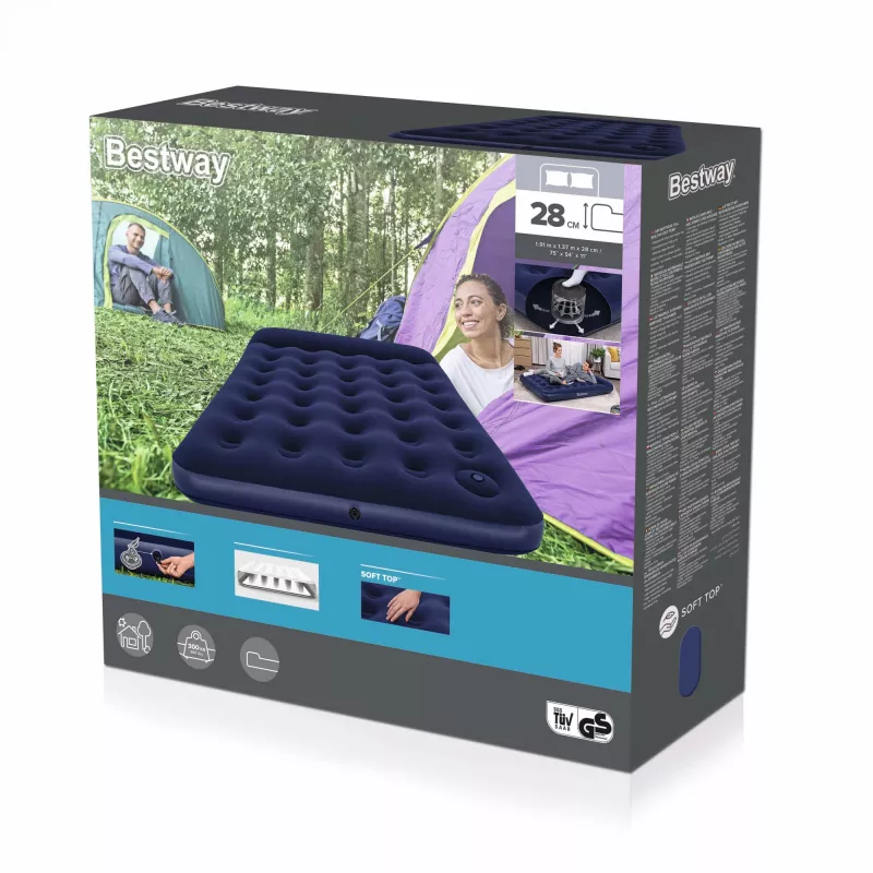 Bestway pripučiamas čiužinys Full su įmontuotu kojiniu siurbliu 1,91 m x 1,37 m x 28 cm