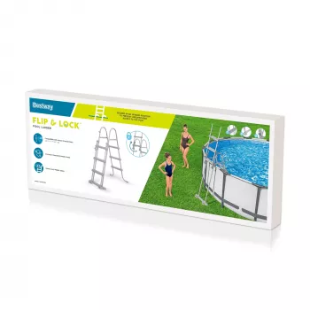 Bestway Flip & Lock kopėtėlės antžeminiam baseinui 1,07 m, pilkos spalvos, metalinės, 150 kg, 3 pakopos