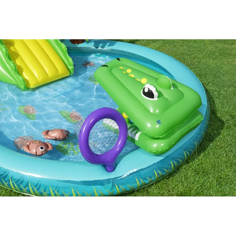 Bestway Crocodile Cove pripučiamas vandens žaidimų centras ir baseinas vaikams 2,24 m x 1,81 m x 72 cm