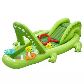 Bestway Later Gator vaikiškas pripučiamas vandens žaidimų centras ir baseinas 2,34 m x 1,63 m x 87 cm