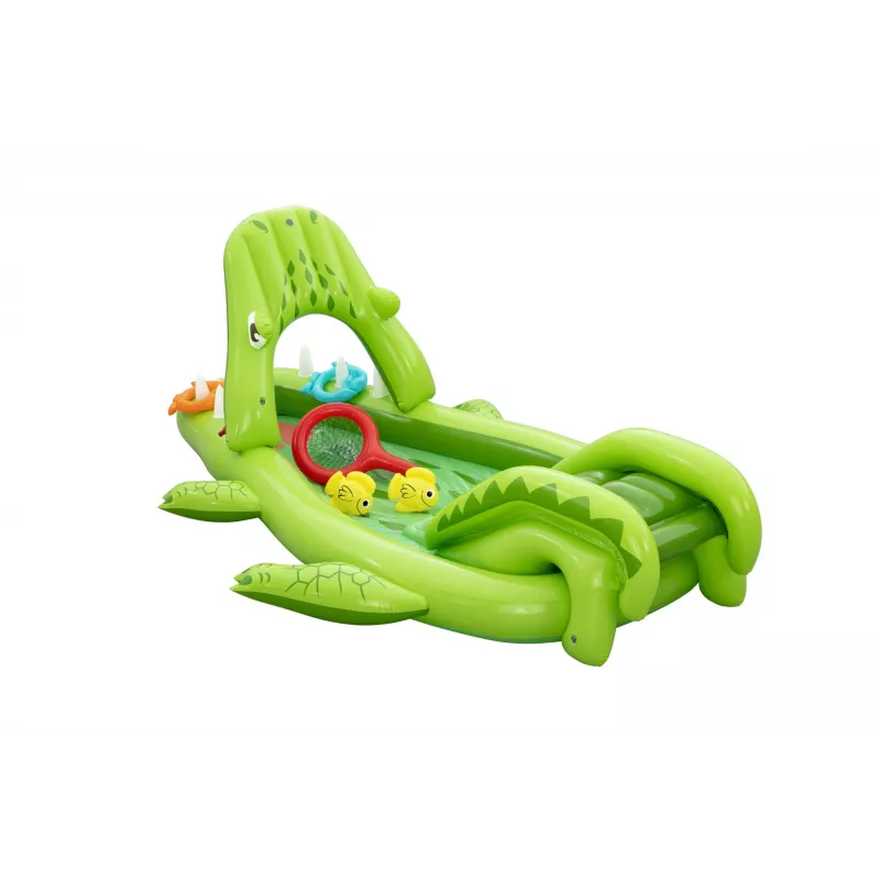 Bestway Later Gator vaikiškas pripučiamas vandens žaidimų centras ir baseinas 2,34 m x 1,63 m x 87 cm