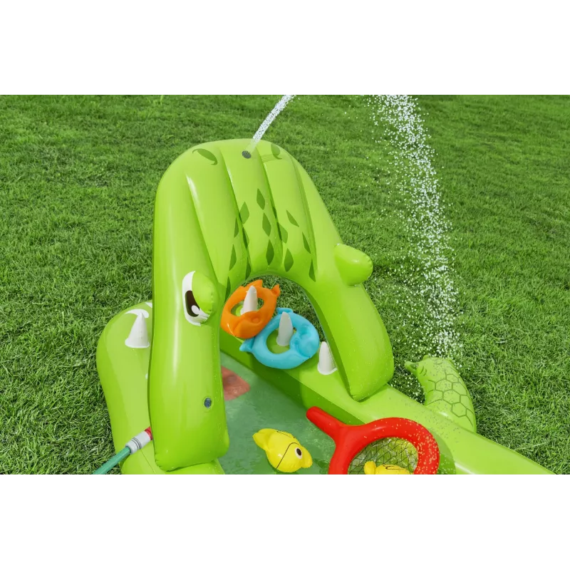 Bestway Later Gator vaikiškas pripučiamas vandens žaidimų centras ir baseinas 2,34 m x 1,63 m x 87 cm